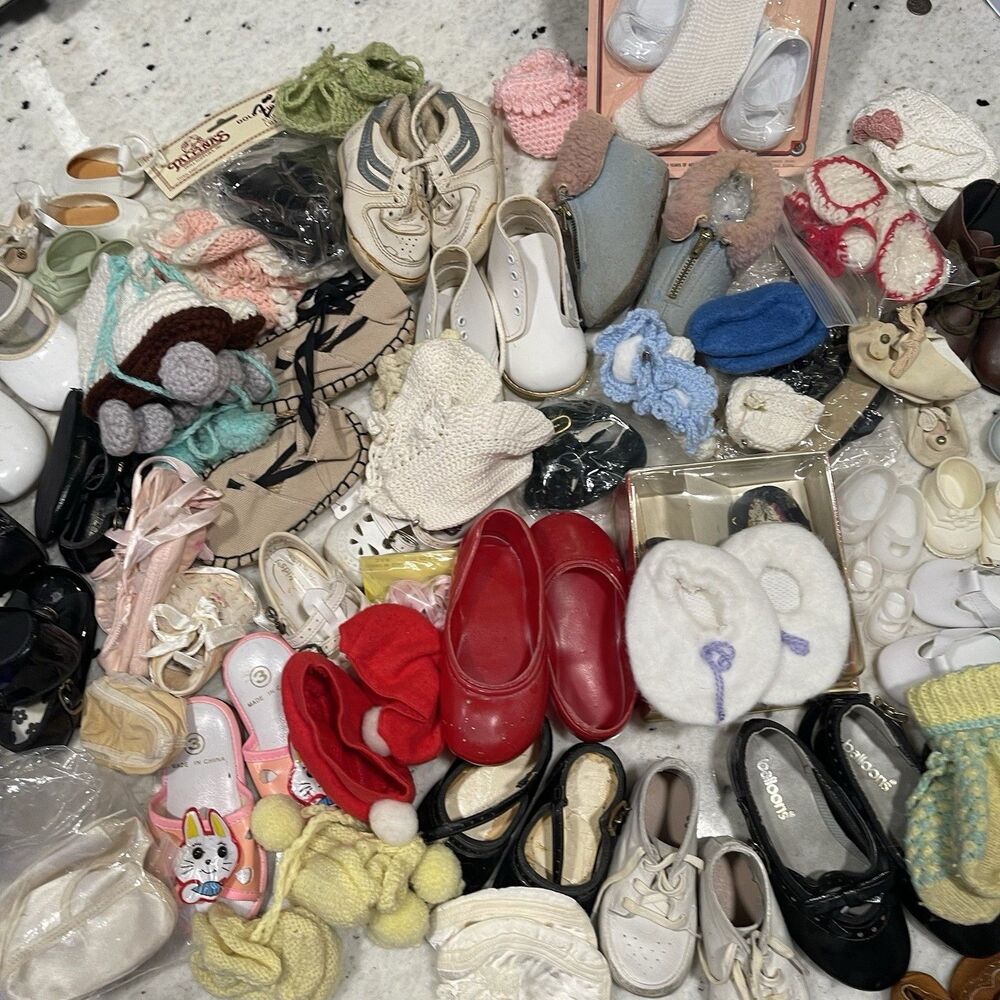 Lot Of 56 Pairs Vintage Baby And Doll Shoes Some New Variety Of Sizes